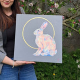 Under the moonlight - Original Hare Painting - Lorraine Fletcher Art