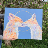 "Harmony Deux" Original Fox Painting - Lorraine Fletcher Art